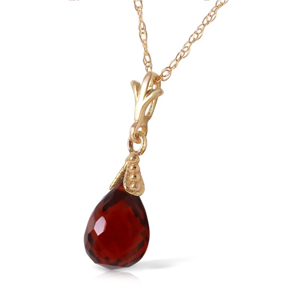 Galaxy Gold Products Jewelry - 14K. SOLID GOLD NECKLACE WITH BRIOLETTE GARNET